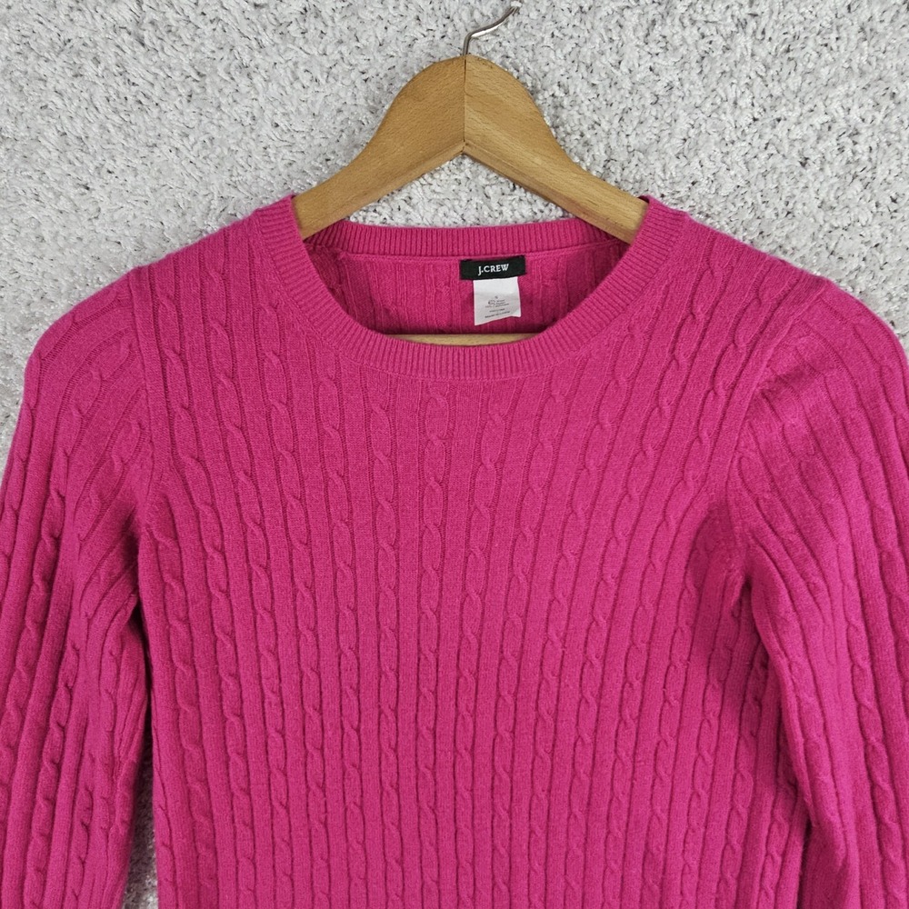 J. Crew Pullover Cable Knit Sweater Size Small Wool Blend Fuchsia Hot Dark Pink - Picture 12 of 14